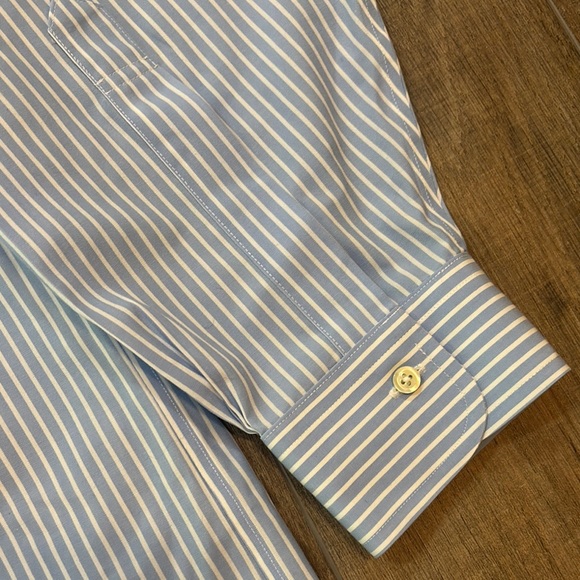 Brooks Brothers Size 16 1/2 Men’s Blue and White Striped Dress Shirt with Pocket - Picture 5 of 14